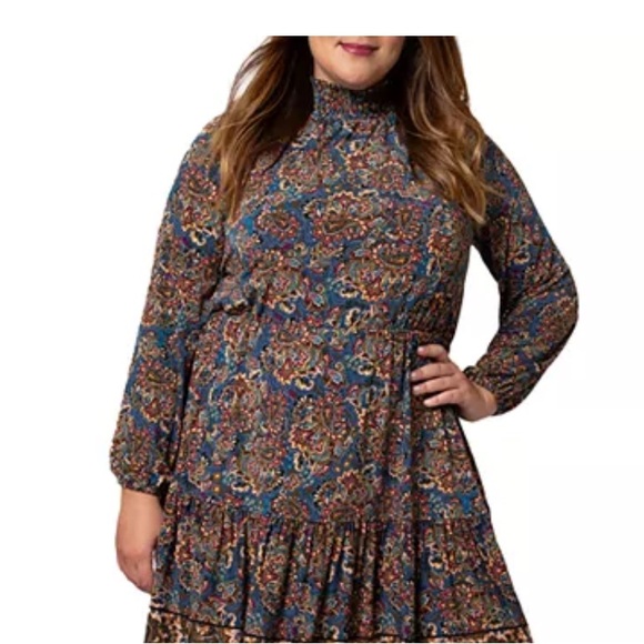 Leota Dresses & Skirts - Leota Paisley Mockneck Midi Dress XXL NWT!